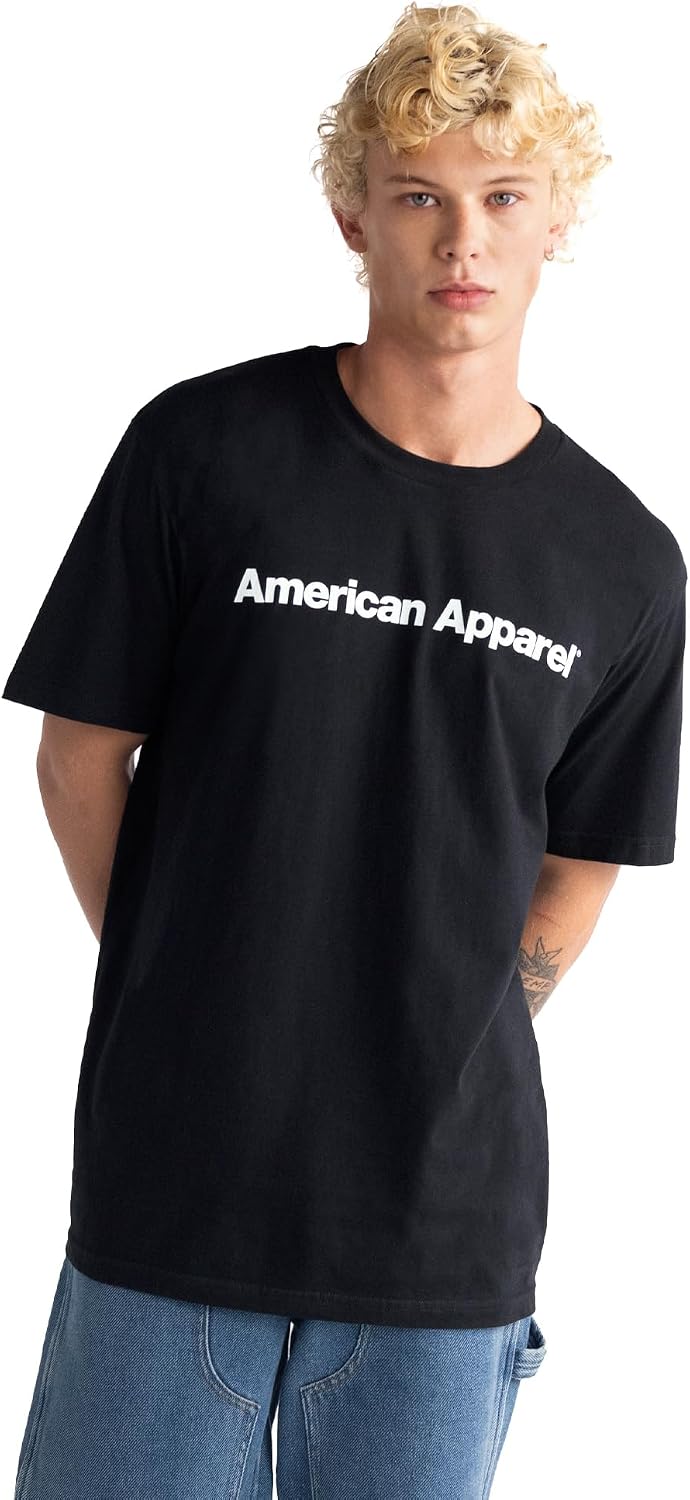 American Apparel Unisex Adult Fine Jersey T-Shirt, Style G2001, Multipack Black - White Logo Center (Print, 1-pack)