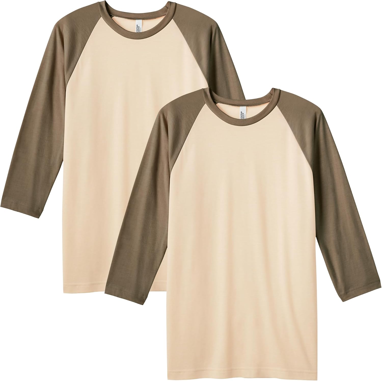 American Apparel Unisex Adult CVC Raglan T-Shirt, Style G2003cvc, 2-Pack Heather Bone/Heather Army (2-pack)