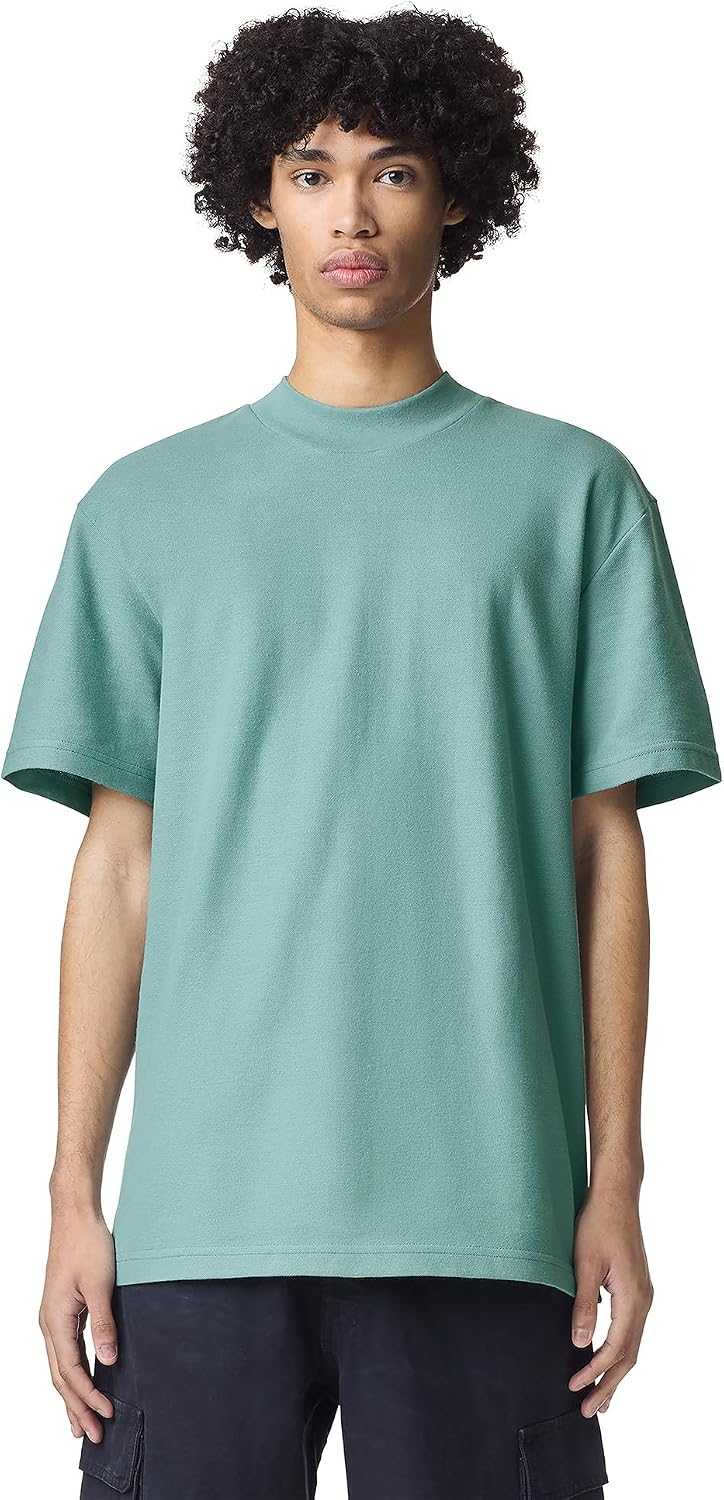 American Apparel Unisex Adult Pique Mockneck T-Shirt, Style G1pq Arctic