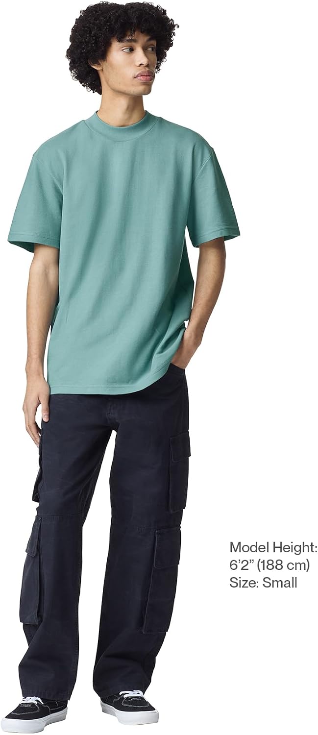 American Apparel Unisex Adult Pique Mockneck T-Shirt, Style G1pq Arctic
