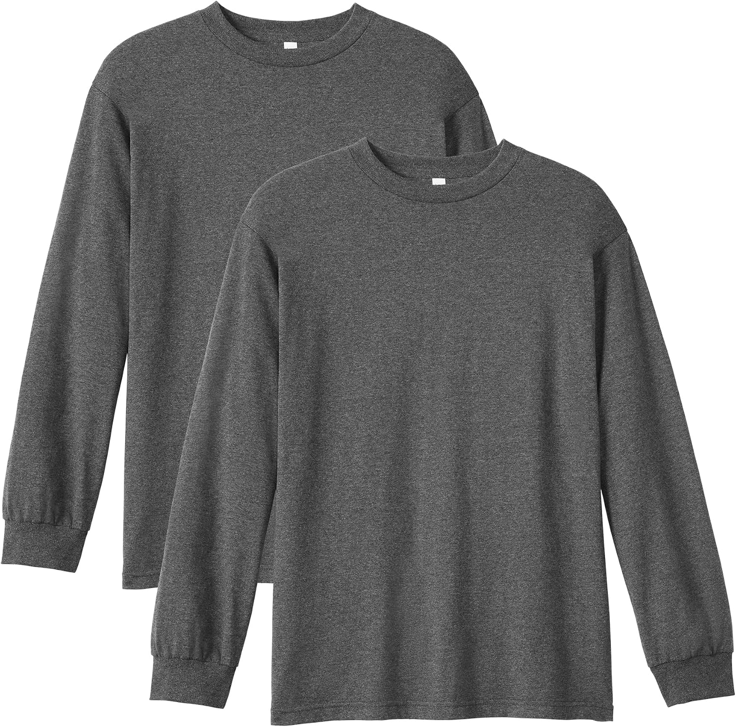 American Apparel Unisex Adult Long Sleeve T-Shirt, Style G1304, 2-Pack Heather Charcoal (2-pack)