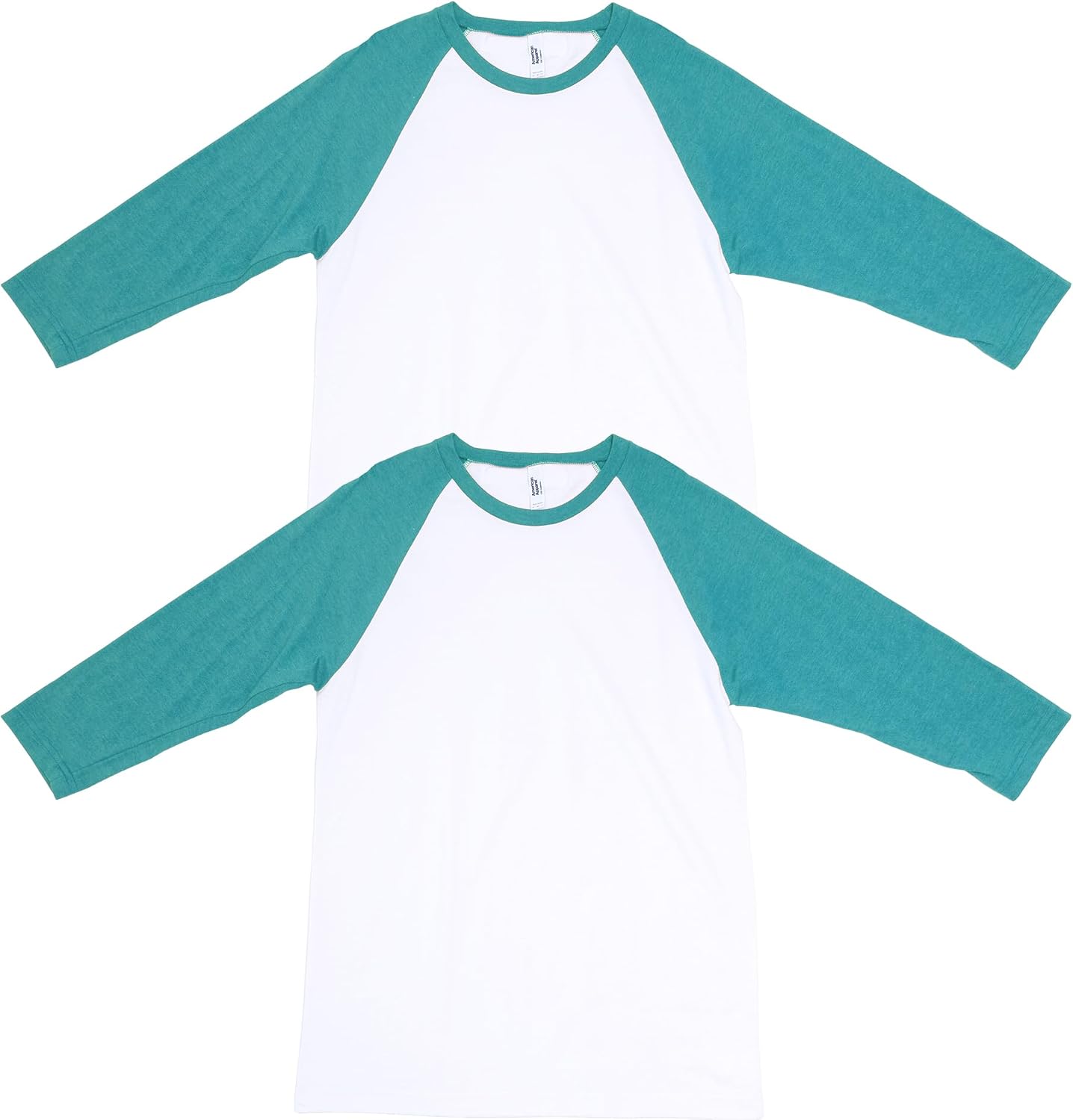 American Apparel Unisex Adult CVC Raglan T-Shirt, Style G2003cvc, 2-Pack White/Heather Arctic (2-pack)