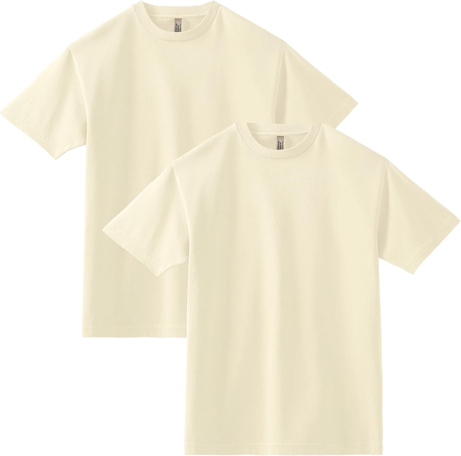 American Apparel Unisex Adult Heavyweight Cotton T-Shirt, Style G1301/G1301gd, Multipack Faded Cream (2-pack)