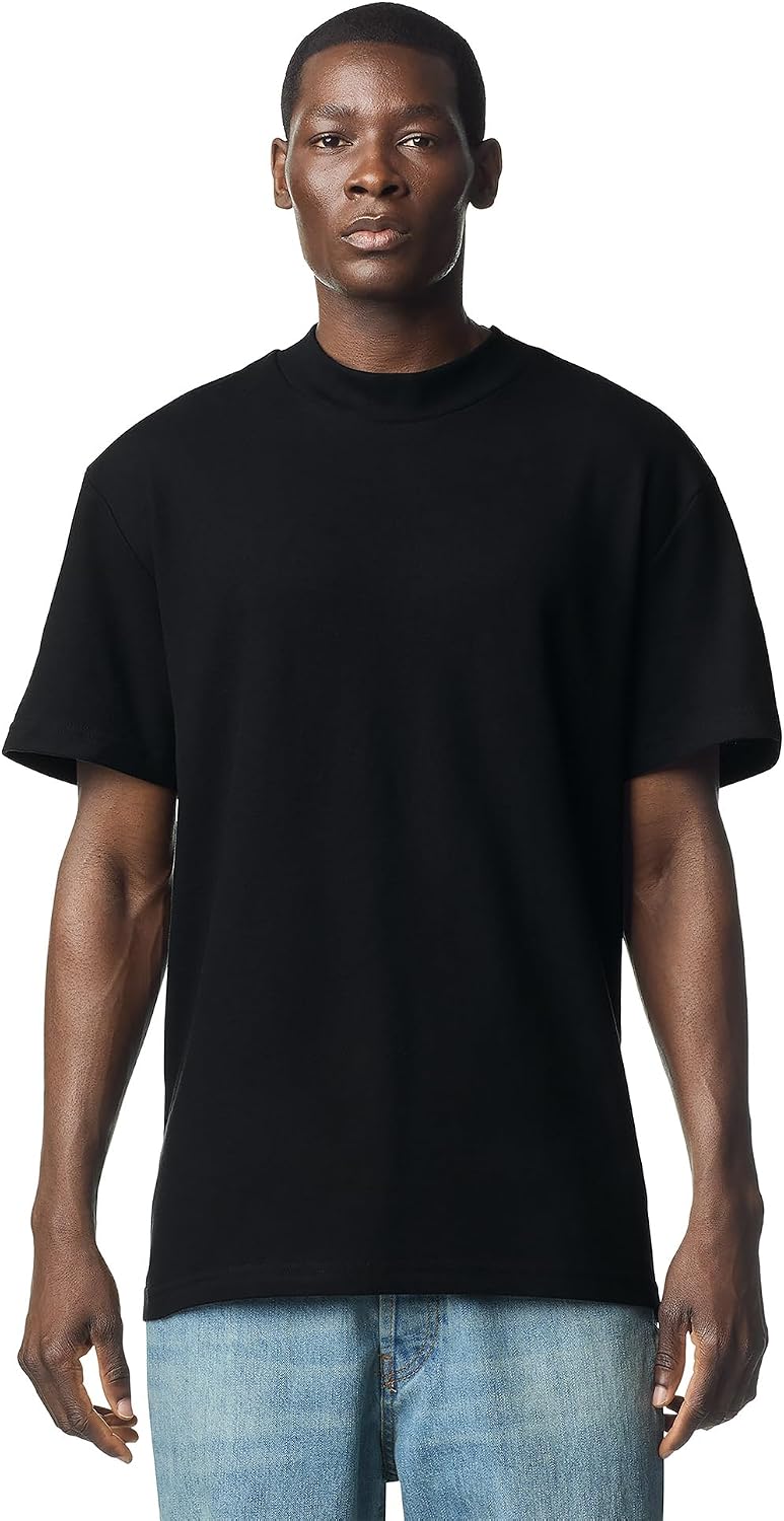 American Apparel Unisex Adult Pique Mockneck T-Shirt, Style G1pq Black