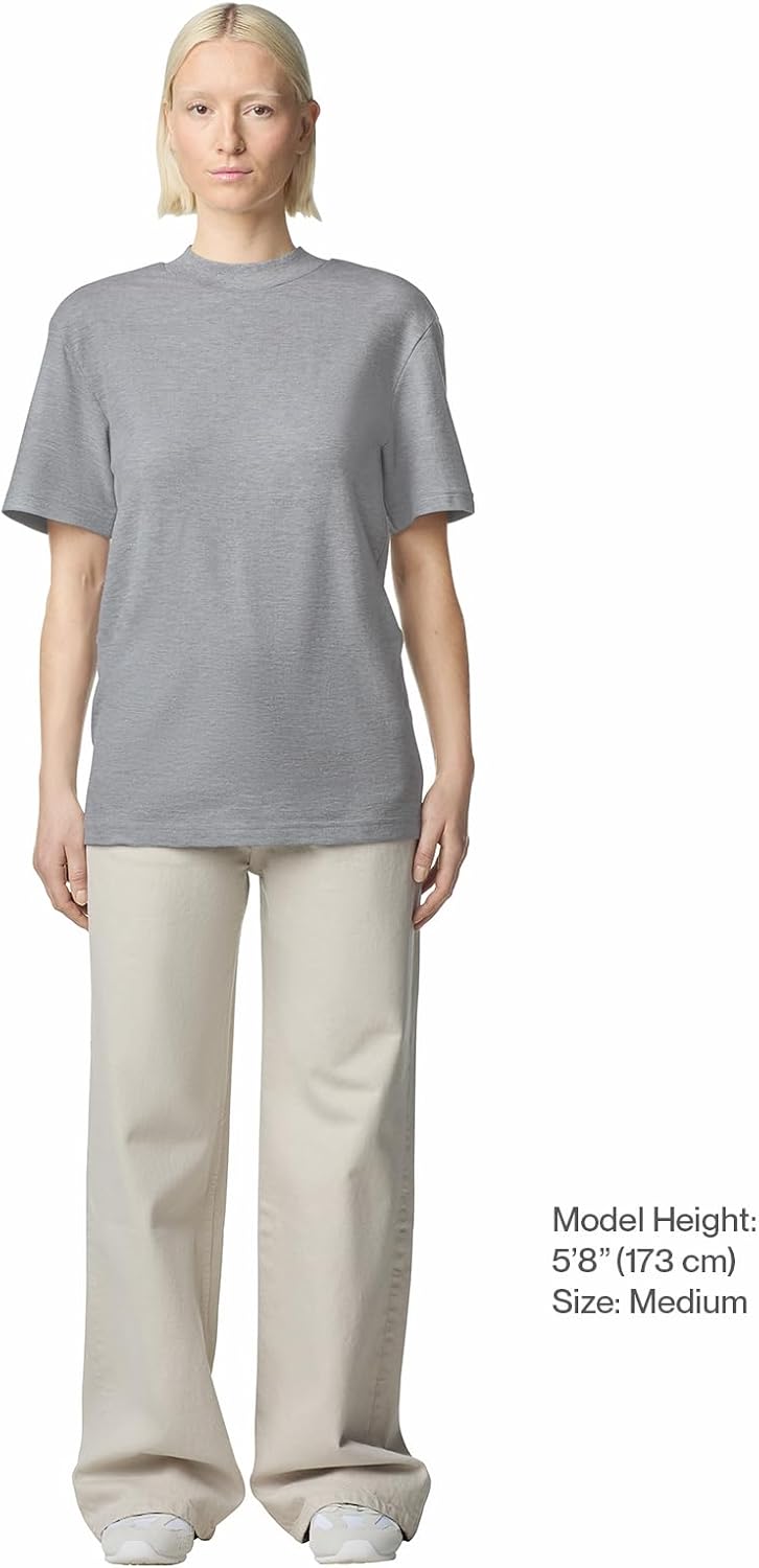 American Apparel Unisex Adult Pique Mockneck T-Shirt, Style G1pq Heather Grey