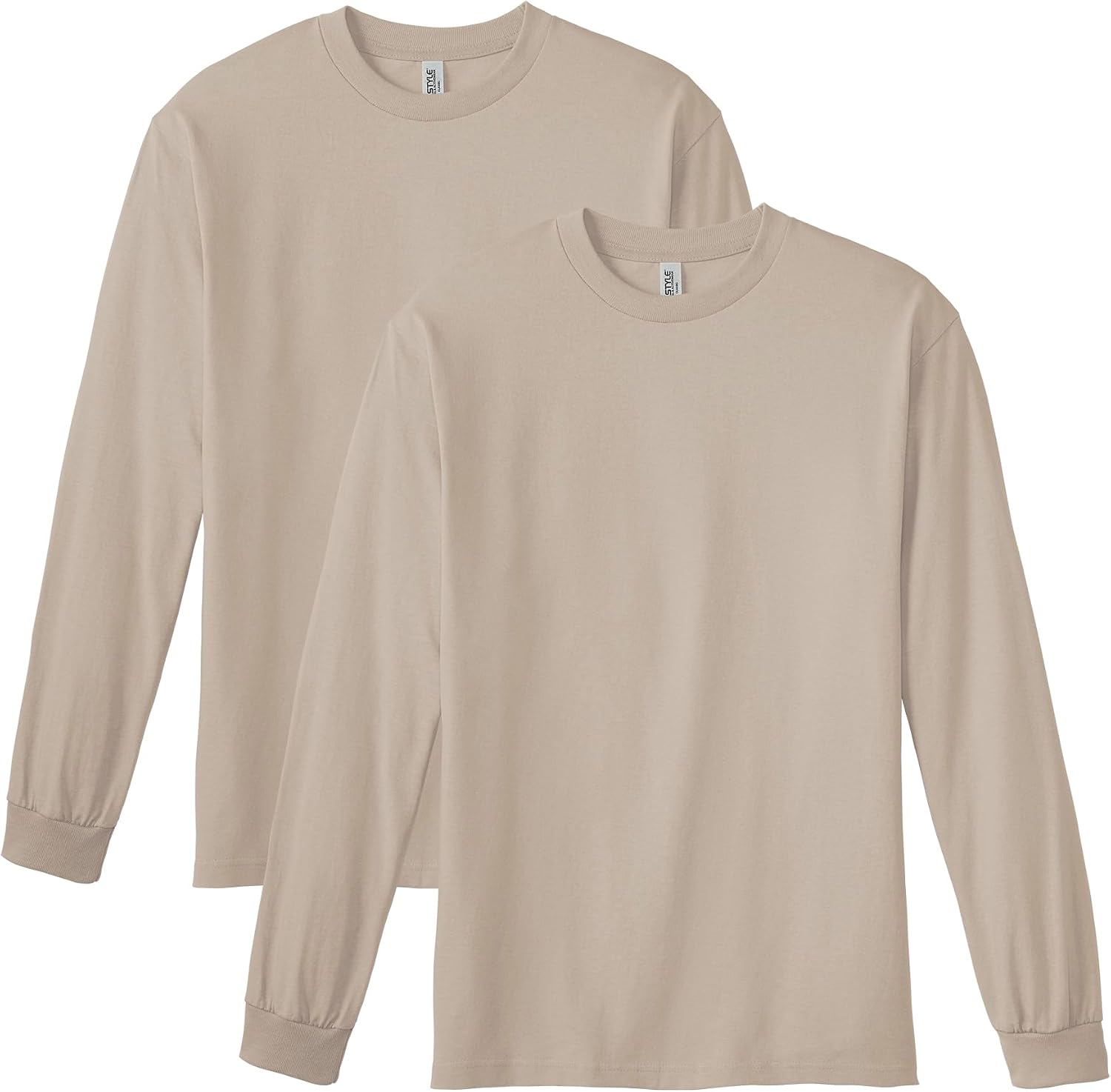 American Apparel Unisex Adult Long Sleeve T-Shirt, Style G1304, 2-Pack Sand (2-pack)