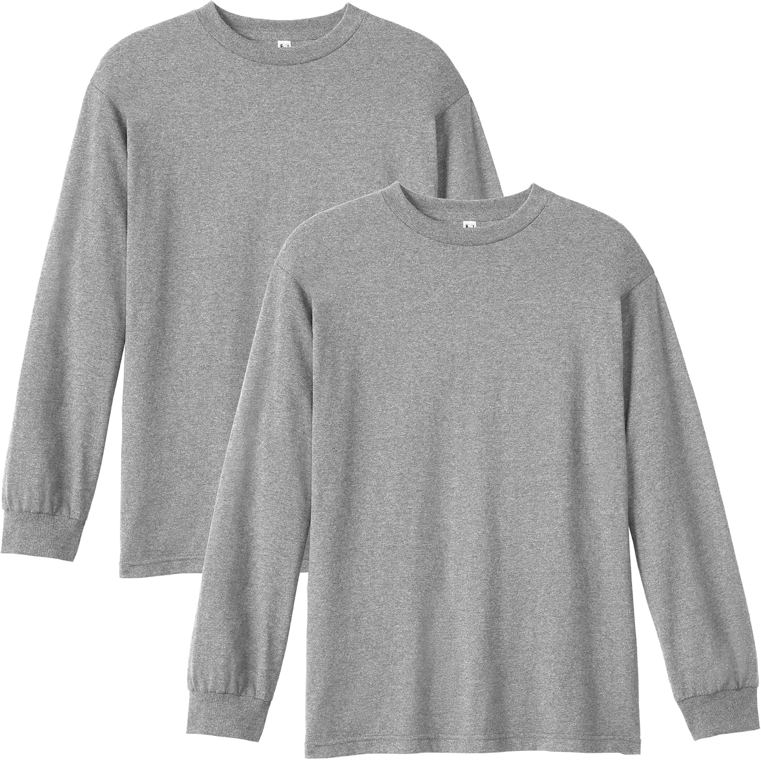 American Apparel Unisex Adult Long Sleeve T-Shirt, Style G1304, 2-Pack Heather Grey (2-pack)