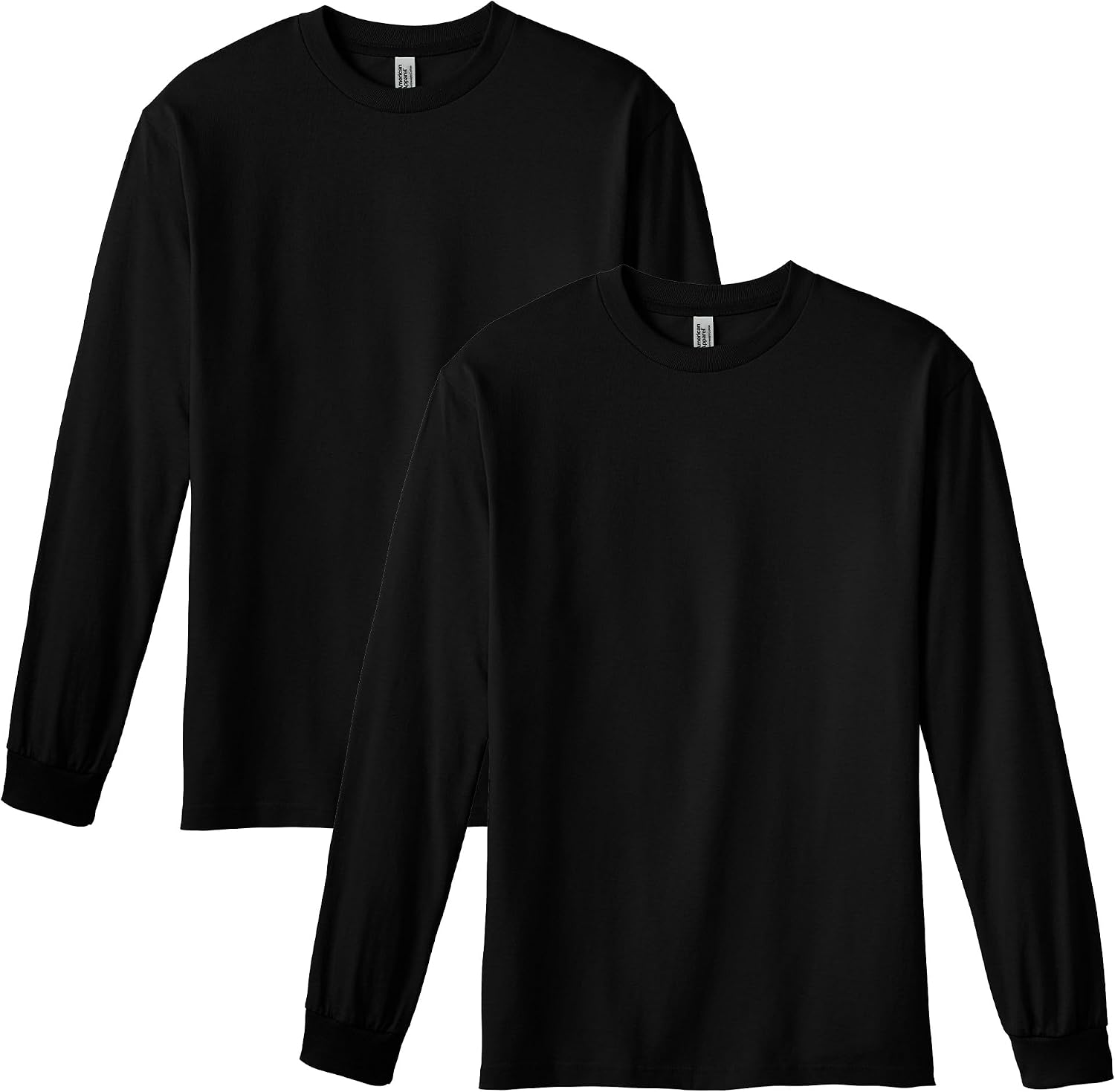 American Apparel Unisex Adult Long Sleeve T-Shirt, Style G1304, 2-Pack Black (2-pack)