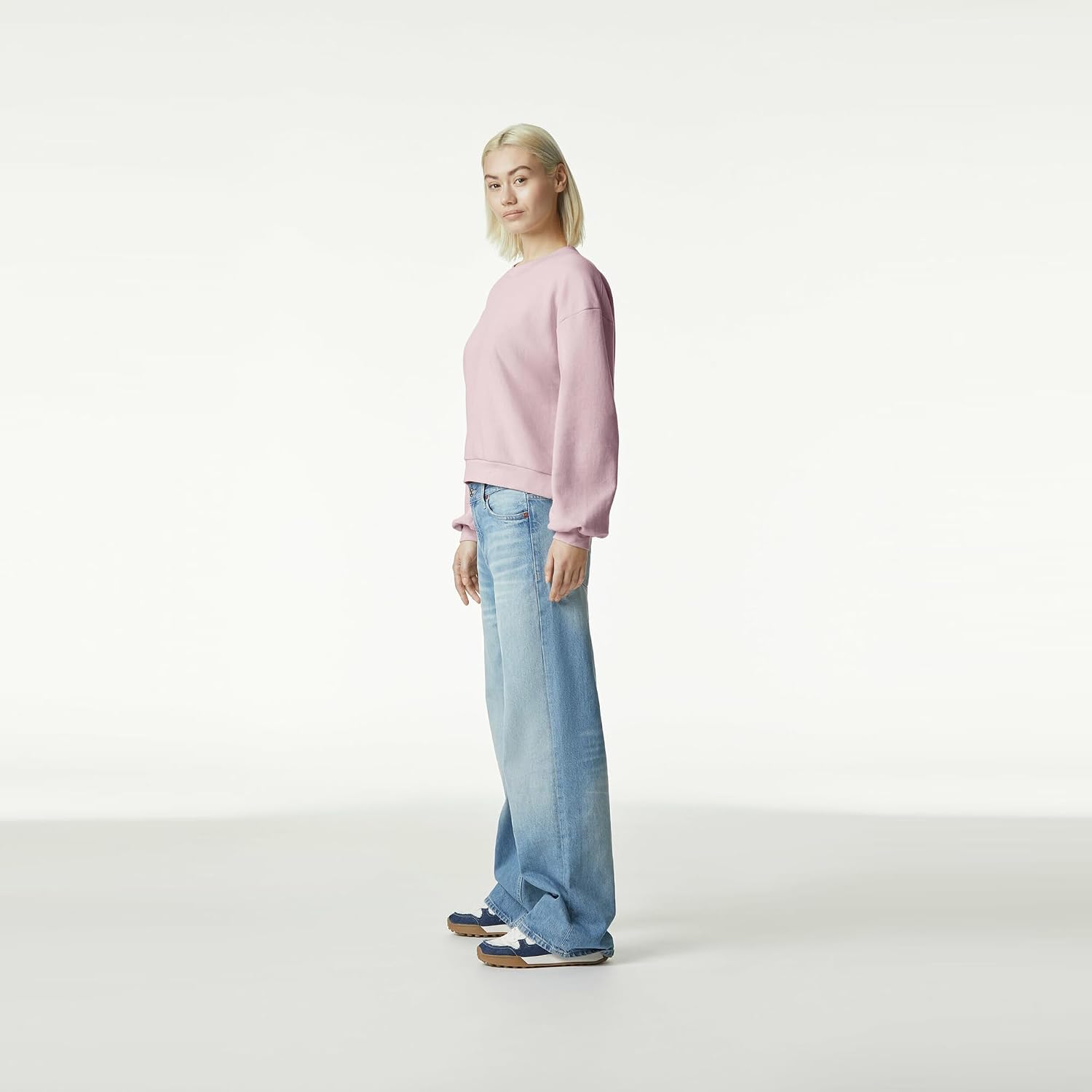 American Apparel Women's ReFlex GRF494AA Fleece Crewneck Sweatshirt Blush