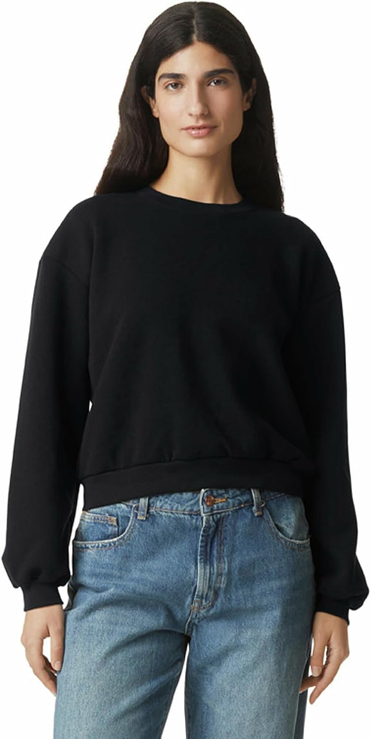 American Apparel Women's ReFlex GRF494AA Fleece Crewneck Sweatshirt Black