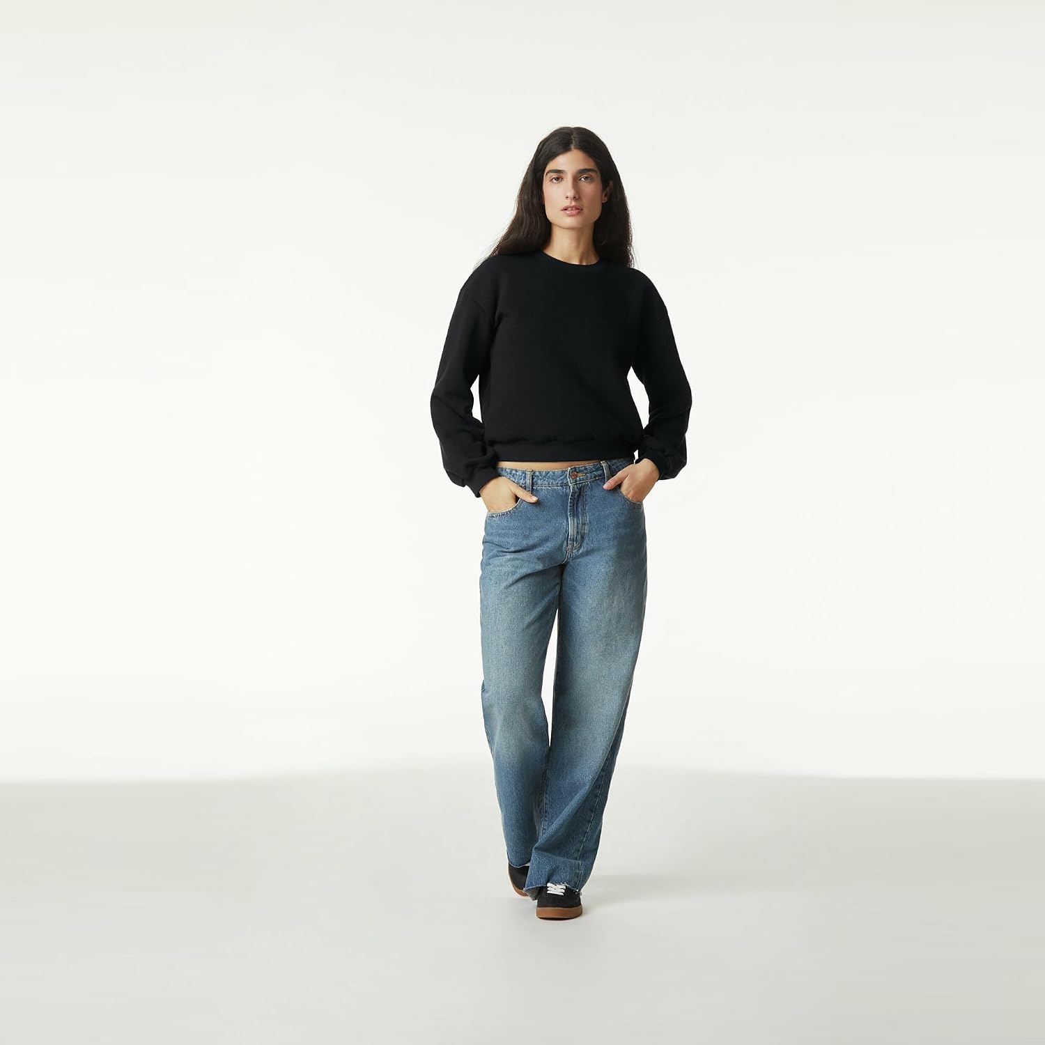 American Apparel Women's ReFlex GRF494AA Fleece Crewneck Sweatshirt Black