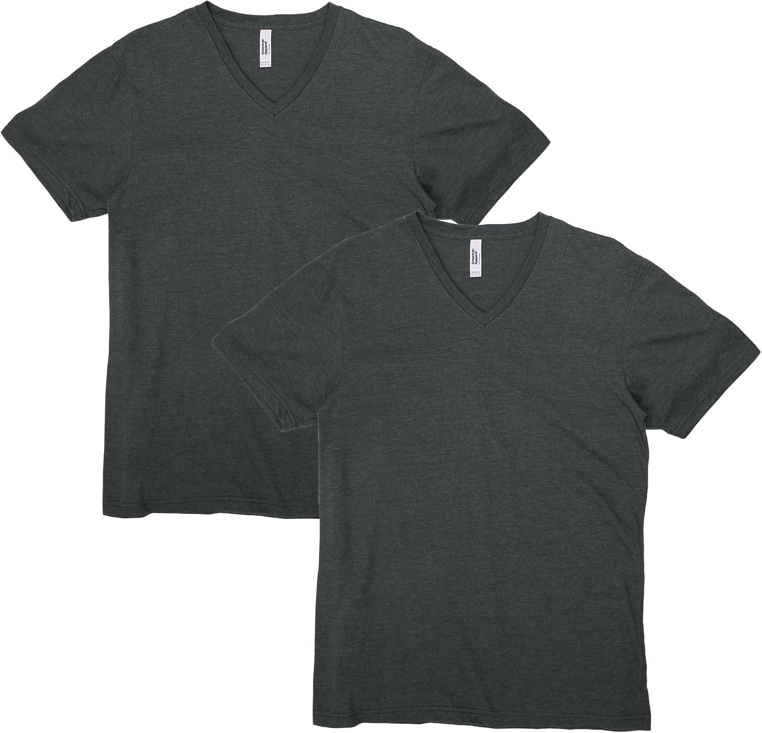 American Apparel Unisex Adult CVC V-Neck T-Shirt, Style G2006cvc, 2-Pack Heather Charcoal (2-pack)