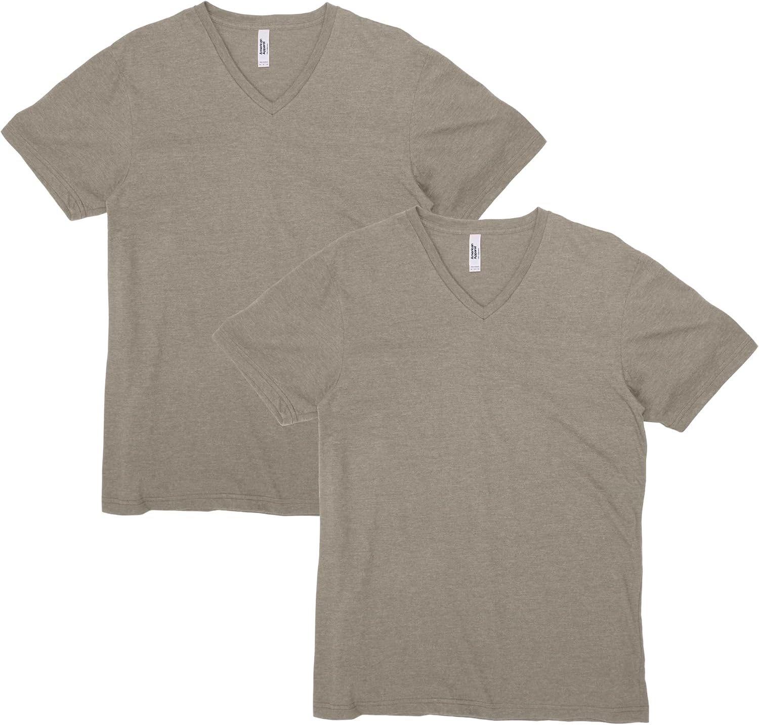 American Apparel Unisex Adult CVC V-Neck T-Shirt, Style G2006cvc, 2-Pack Heather Khaki (2-pack)