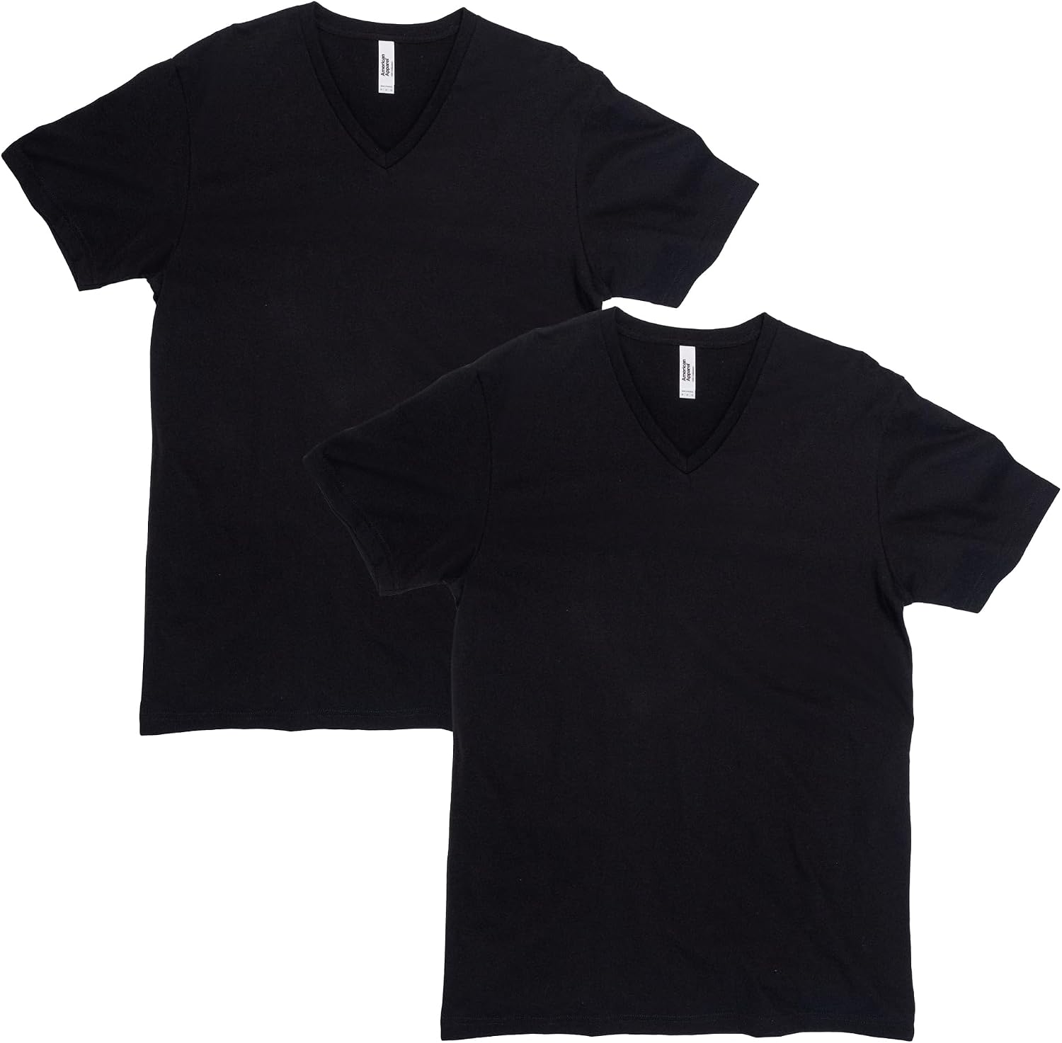 American Apparel Unisex Adult CVC V-Neck T-Shirt, Style G2006cvc, 2-Pack Black (2-pack)