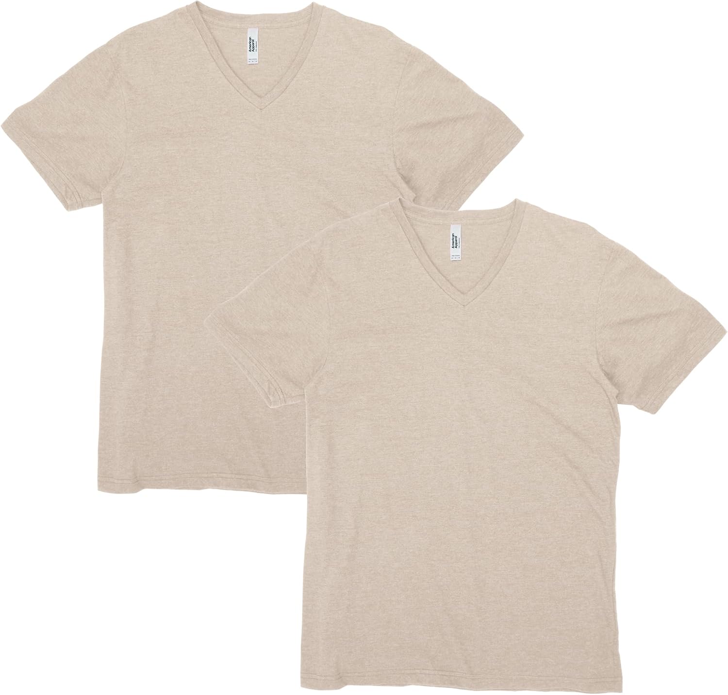 American Apparel Unisex Adult CVC V-Neck T-Shirt, Style G2006cvc, 2-Pack Heather Bone (2-pack)