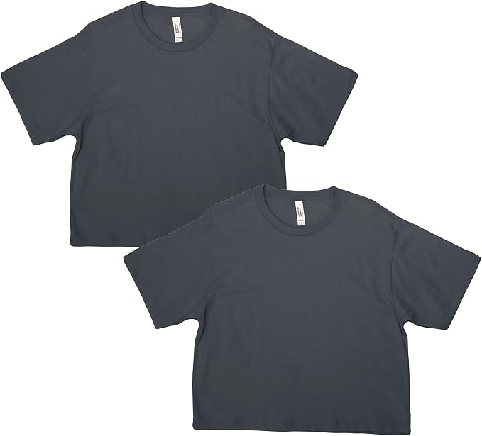 American Apparel Women's Fine Jersey Boxy T-Shirt, Style G102, 2-Pack Asphalt (2-pack)