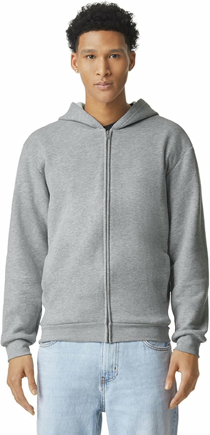 American Apparel Unisex Adult Reflex Fleece Full Zip Hoodie Sweatshirt, Grf497aa Heather Grey