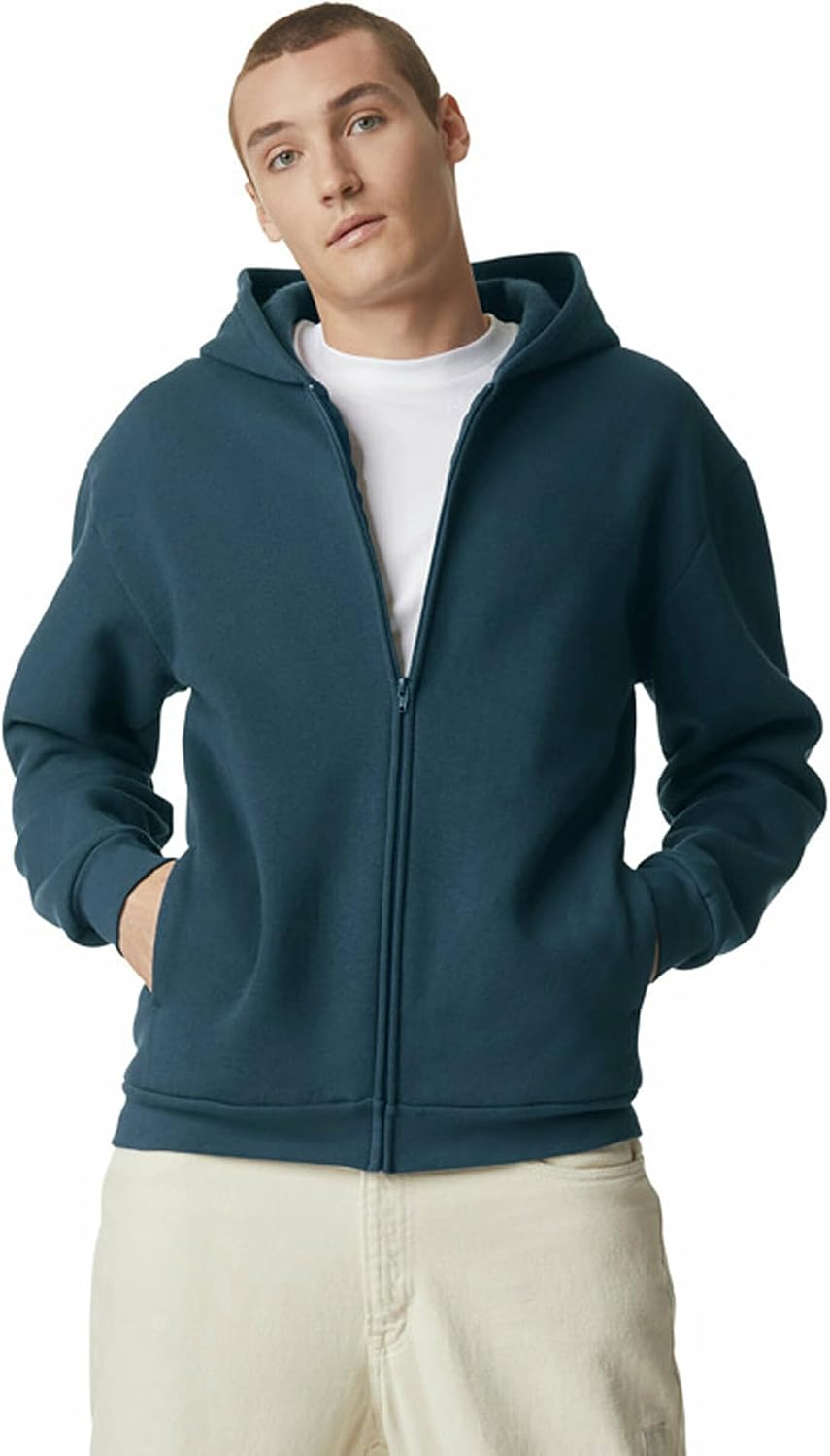 American Apparel Unisex Adult Reflex Fleece Full Zip Hoodie Sweatshirt, Grf497aa Sea Blue