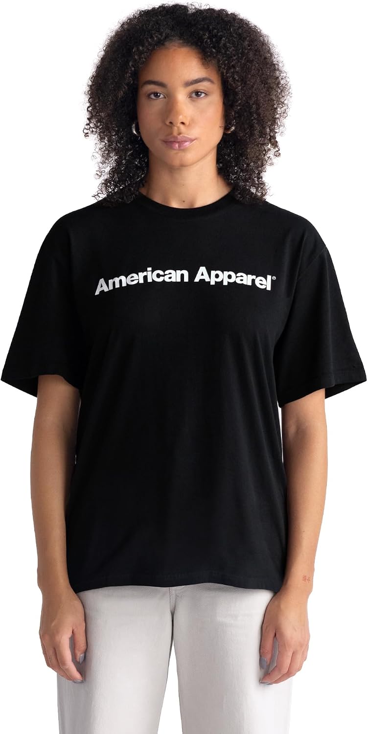 American Apparel Unisex Adult Sueded T-Shirt, Style G5389, Multipack Sueded Black - White Logo Center (Print, 1-pack)