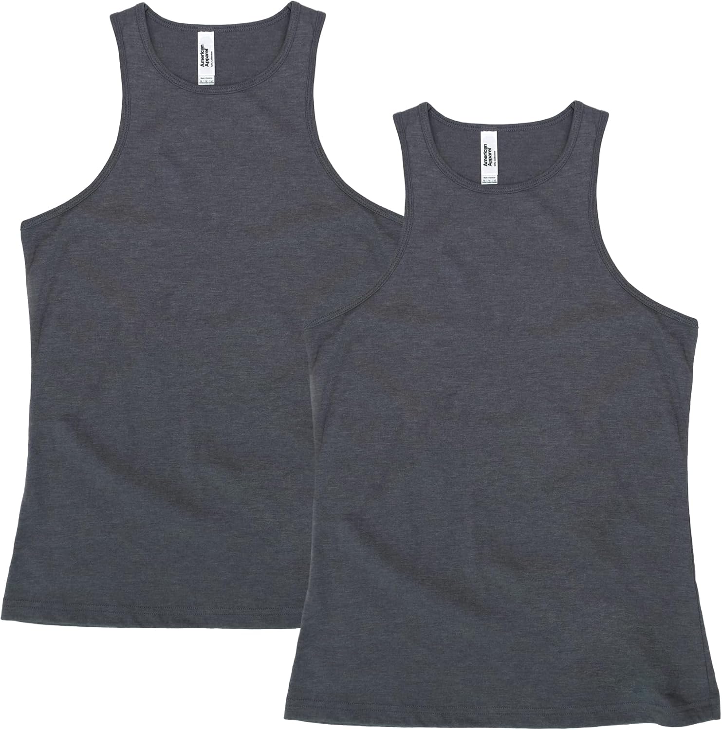American Apparel Women's CVC Racerneck Style G101CVC Tank (2-Pack) Heather Charcoal (2-pack)