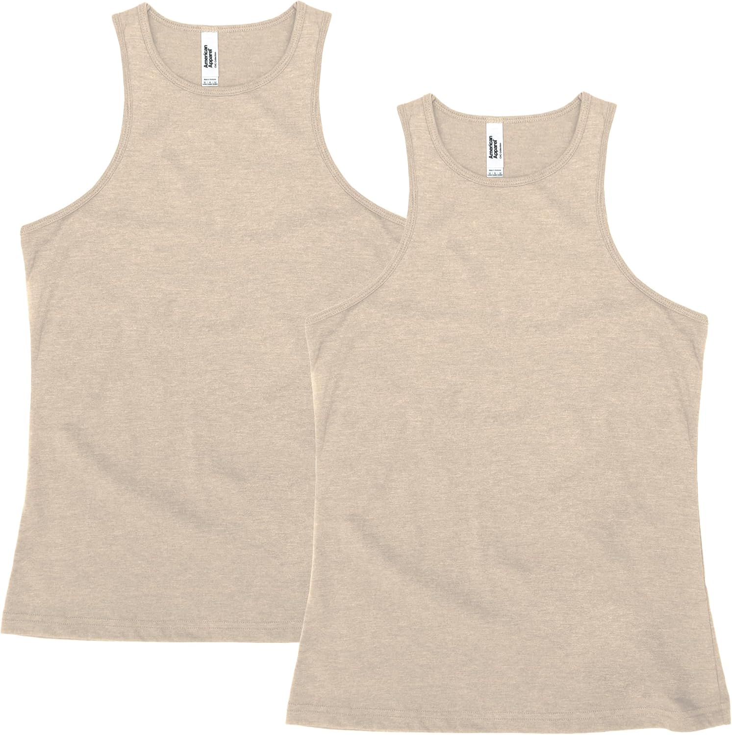 American Apparel Women's CVC Racerneck Style G101CVC Tank (2-Pack) Heather Bone (2-pack)