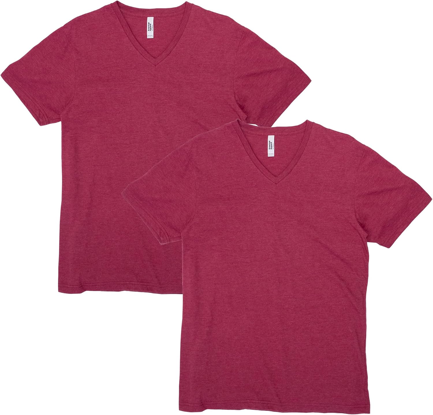 American Apparel Unisex Adult CVC V-Neck T-Shirt, Style G2006cvc, 2-Pack Heather Cardinal (2-pack)