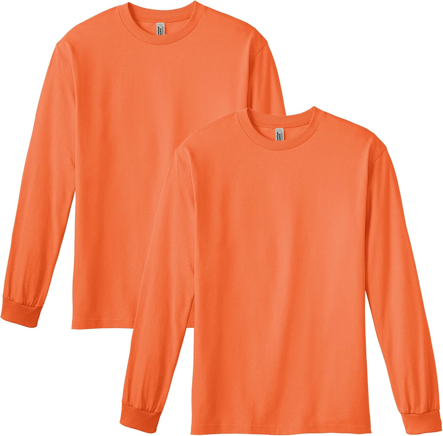 American Apparel Unisex Adult Long Sleeve T-Shirt, Style G1304, 2-Pack Orange (2-pack)