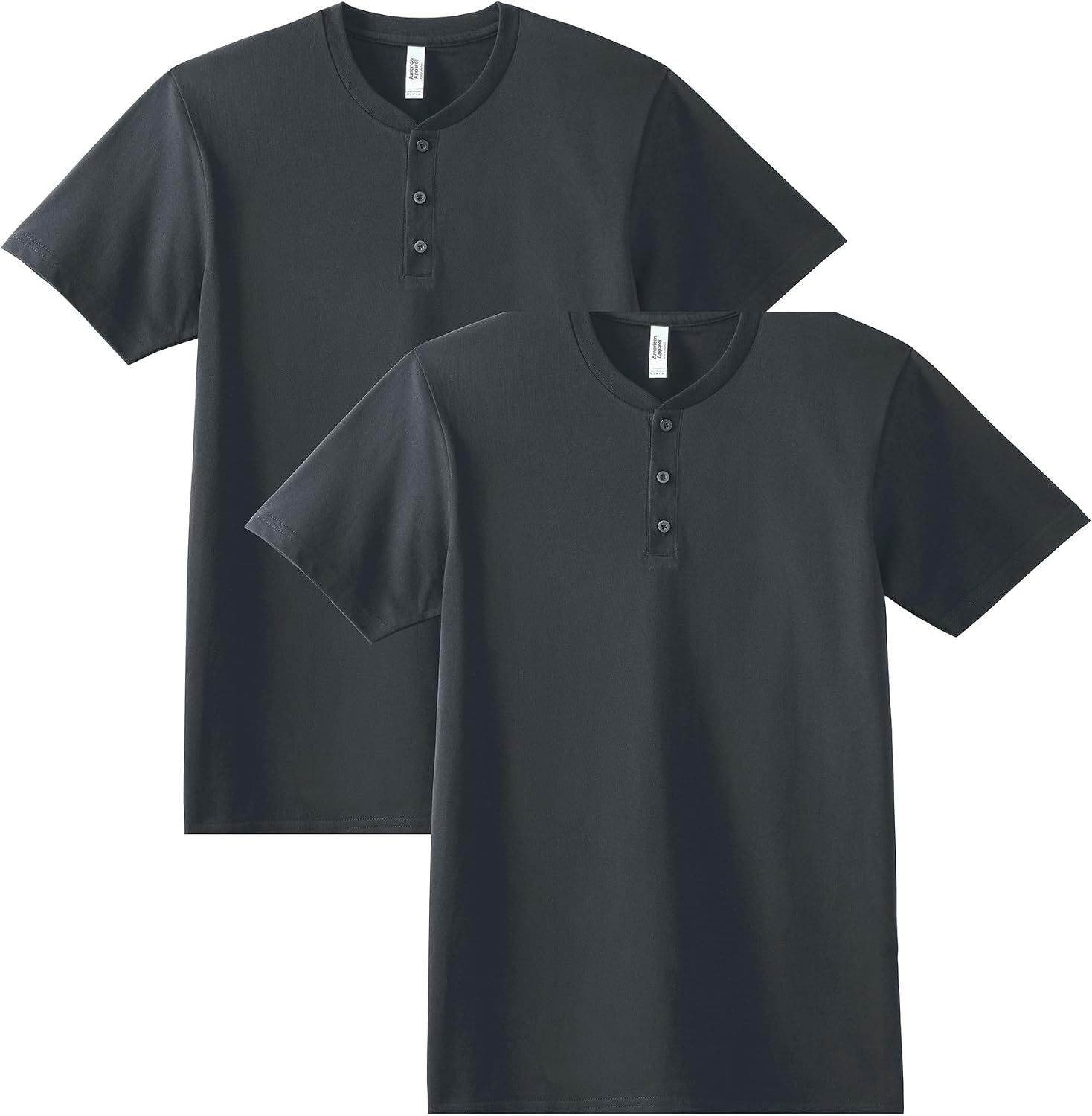 American Apparel Unisex Adult CVC Henley T-Shirt, Style G2004cvc, 2-Pack Heather Charcoal (2-pack)