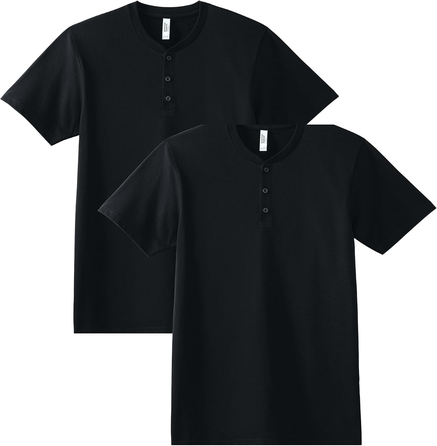 American Apparel Unisex Adult CVC Henley T-Shirt, Style G2004cvc, 2-Pack Black (2-pack)