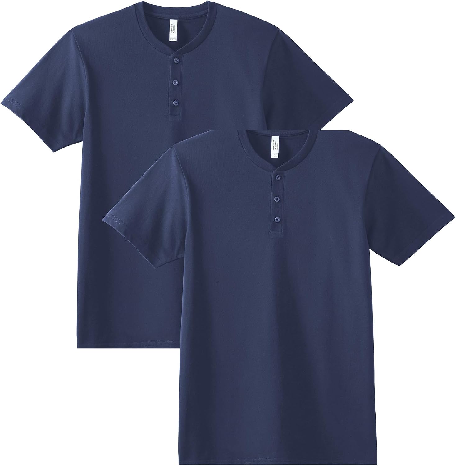 American Apparel Unisex Adult CVC Henley T-Shirt, Style G2004cvc, 2-Pack Heather Indigo (2-pack)