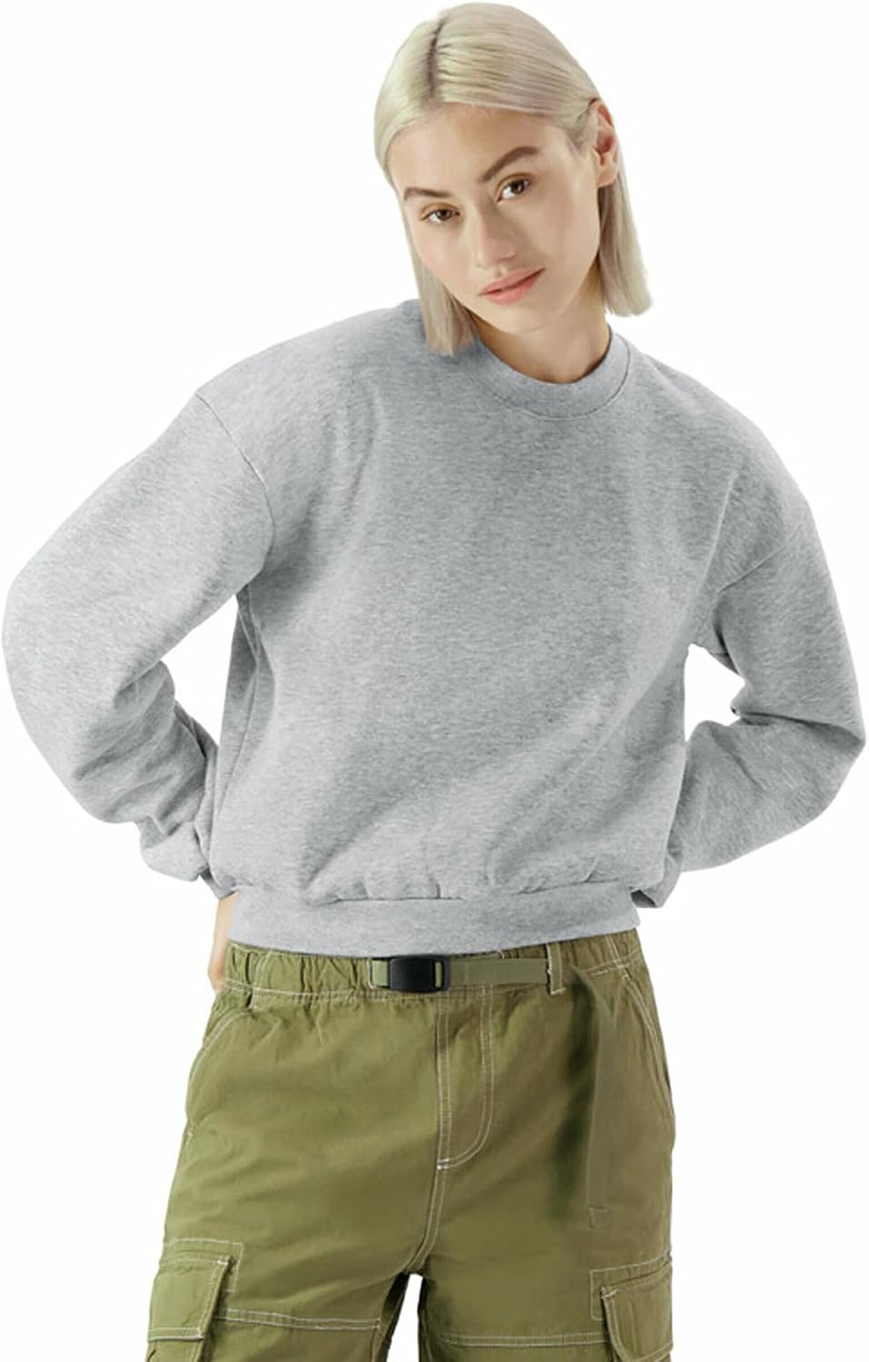 American Apparel Women's ReFlex GRF494AA Fleece Crewneck Sweatshirt Heather Grey