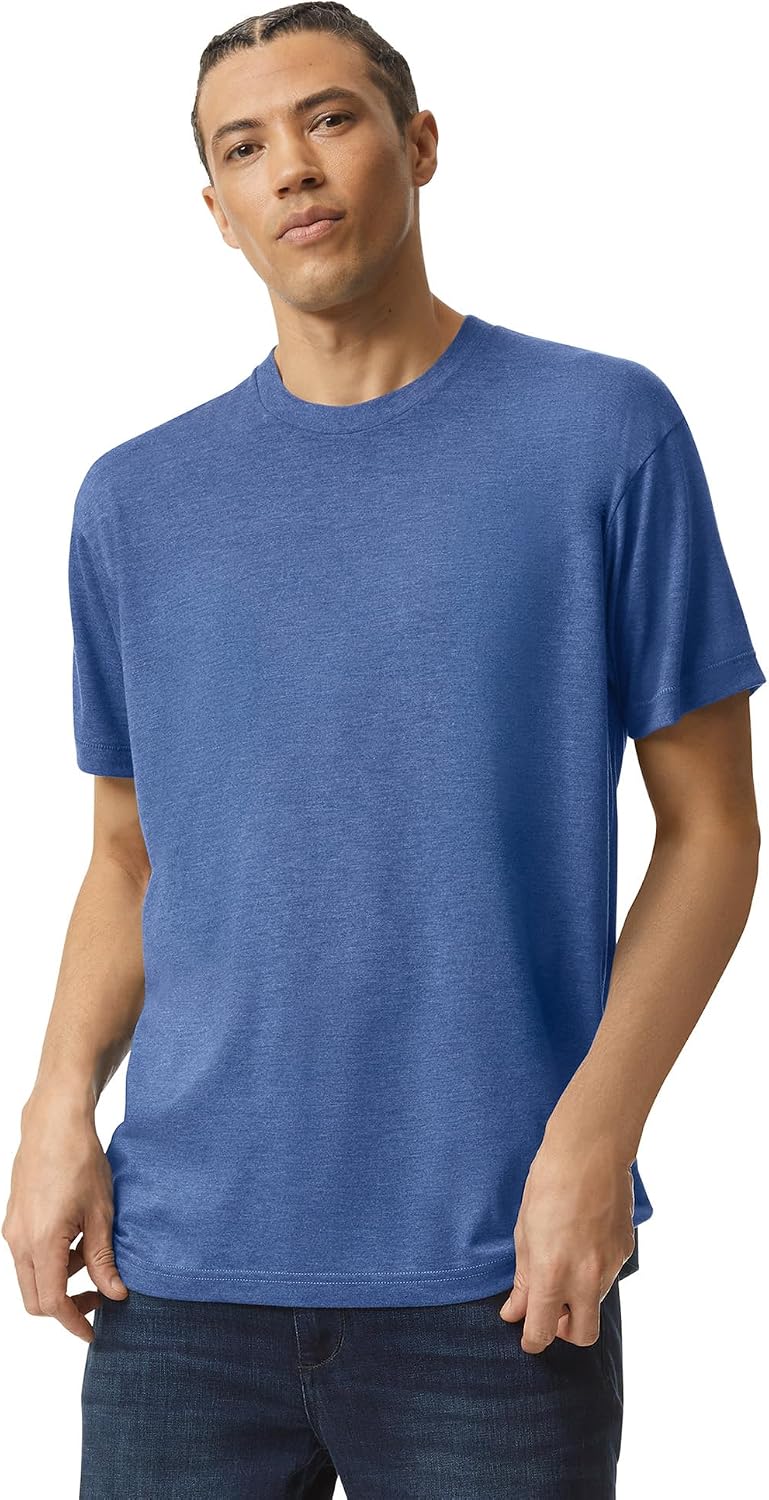 American Apparel Men's Tri-Blend Track T-Shirt 2-Pack Athletic Blue