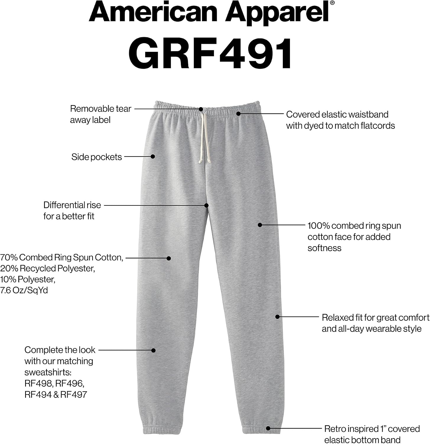 American Apparel Unisex Adult Reflex Fleece Sweatpants, Grf491aa Blush