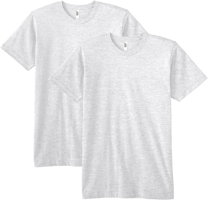 American Apparel Unisex Adult Fine Jersey T-Shirt, Style G2001, Multipack Ash Grey (2-pack)