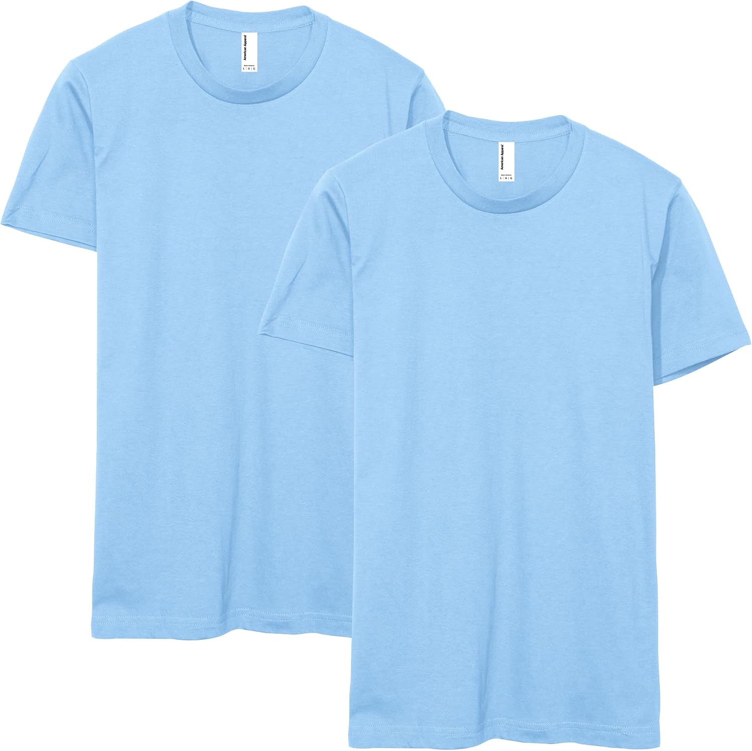 American Apparel Unisex Adult Fine Jersey T-Shirt, Style G2001, Multipack Powder Blue (2-pack)