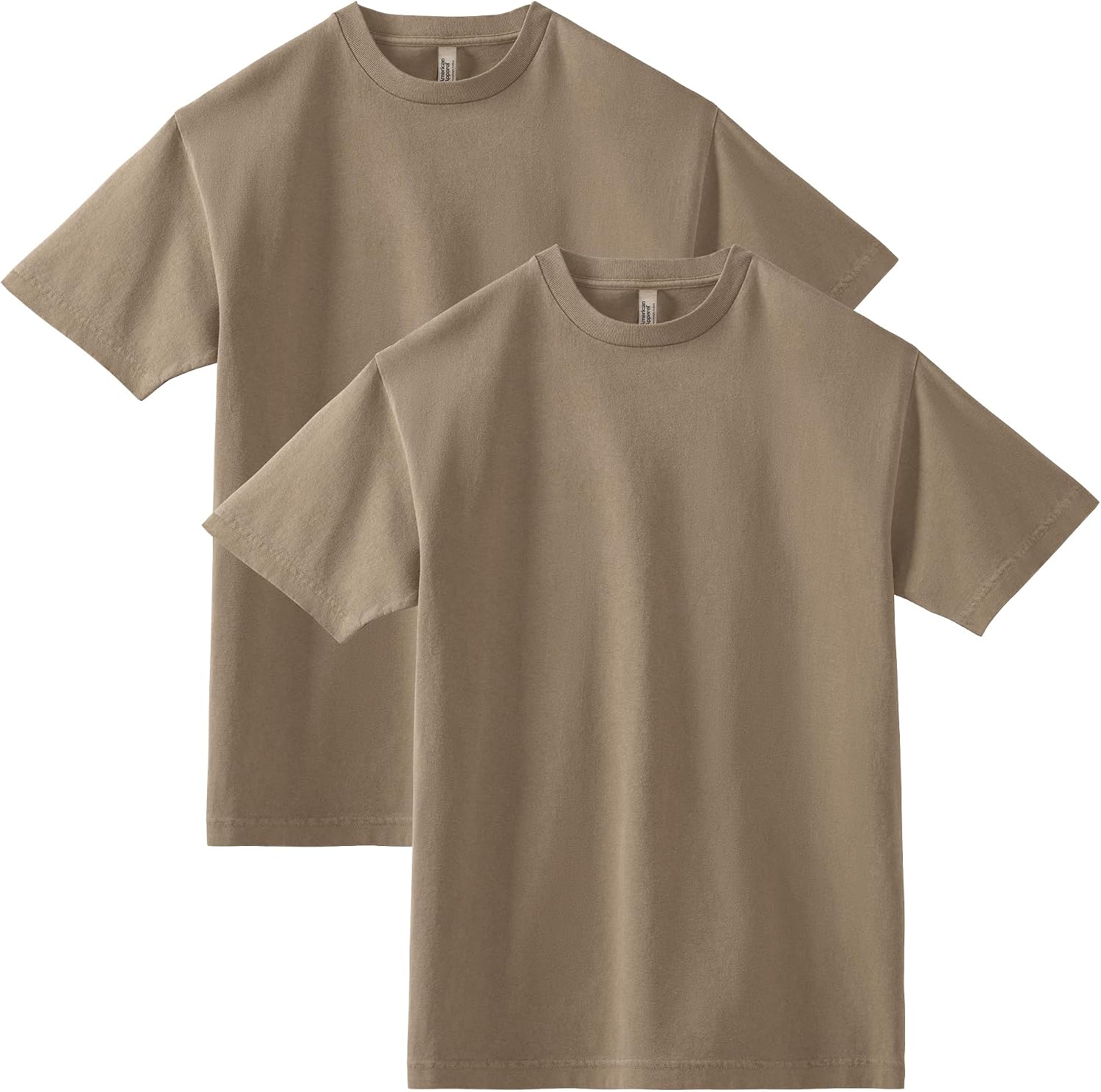 American Apparel Unisex Adult Heavyweight Cotton T-Shirt, Style G1301/G1301gd, Multipack Faded Brown (2-pack)