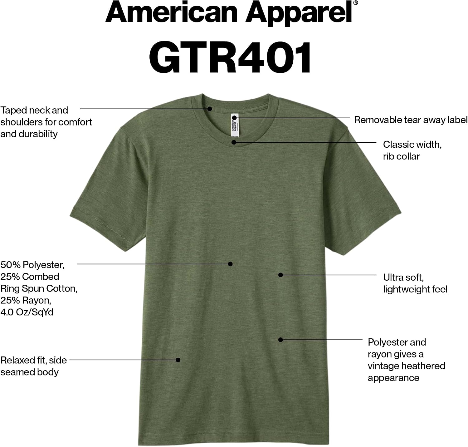 American Apparel Men's Tri-Blend Track T-Shirt 2-Pack Tri-indigo