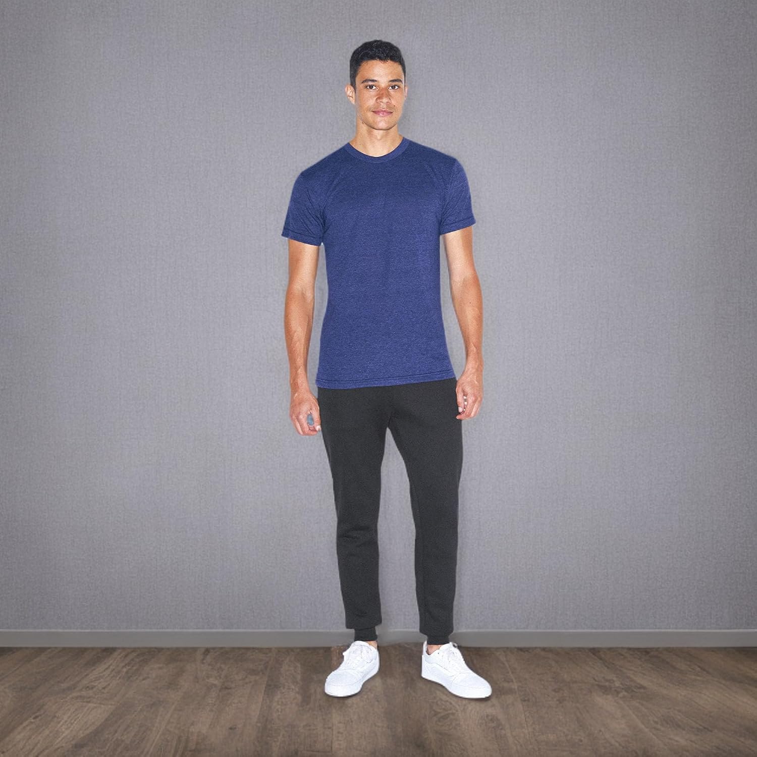 American Apparel Men's Tri-Blend Track T-Shirt 2-Pack Tri-indigo